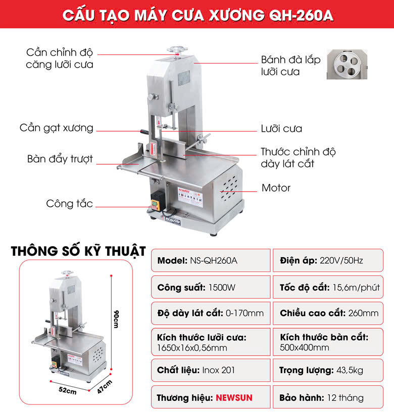 Cấu tạo máy cắt xương QH-260A Cấu tạo máy cắt xương QH-260A