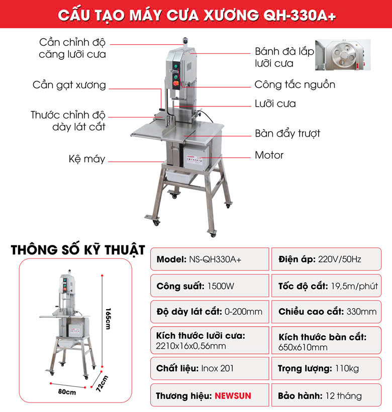 Cấu tạo máy cắt xương QH-330A+
