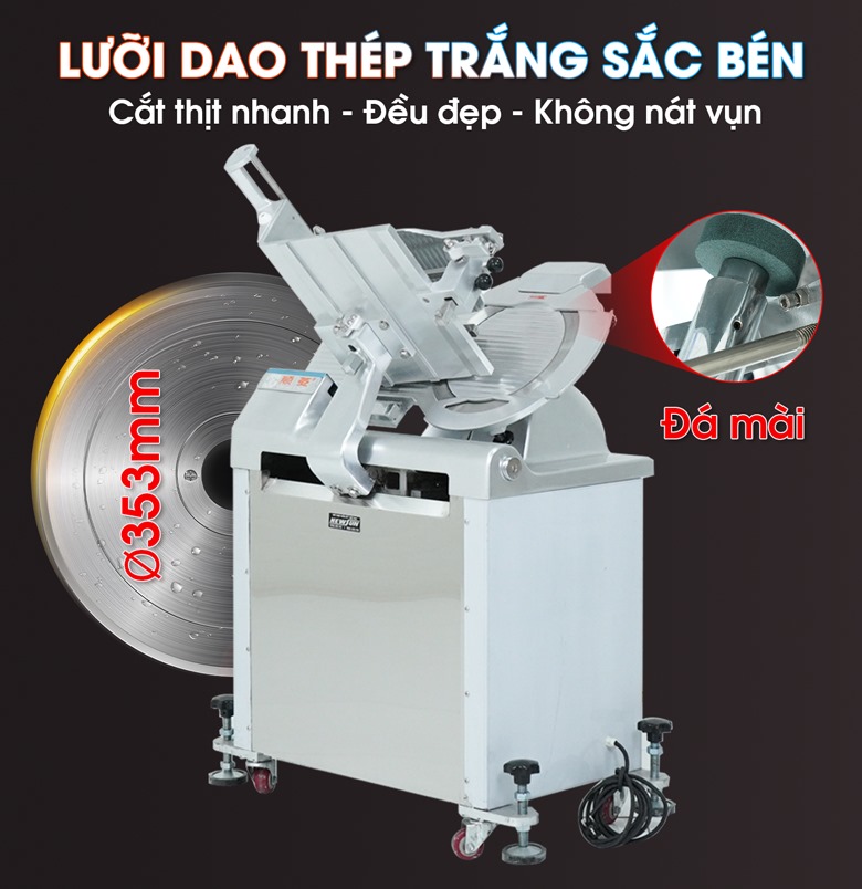 Lưỡi dao thép sắc bén, cắt thịt đều đẹp và không nát vụn