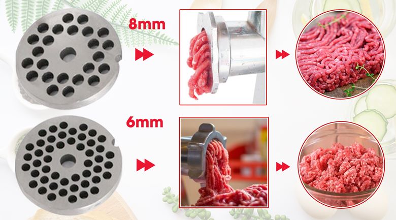 Máy đi kèm 1 mặt sàng, tùy chọn kích cỡ 6mm hoặc 8mm