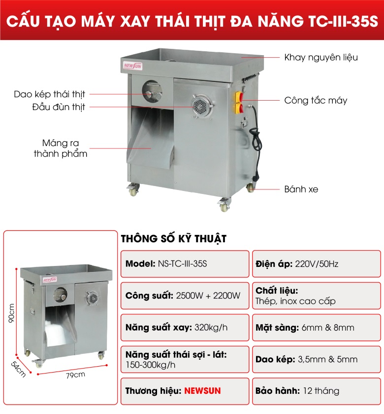 Cấu tạo máy xay thái thịt TC-III-35S Cấu tạo máy xay thái thịt TC-III-35S