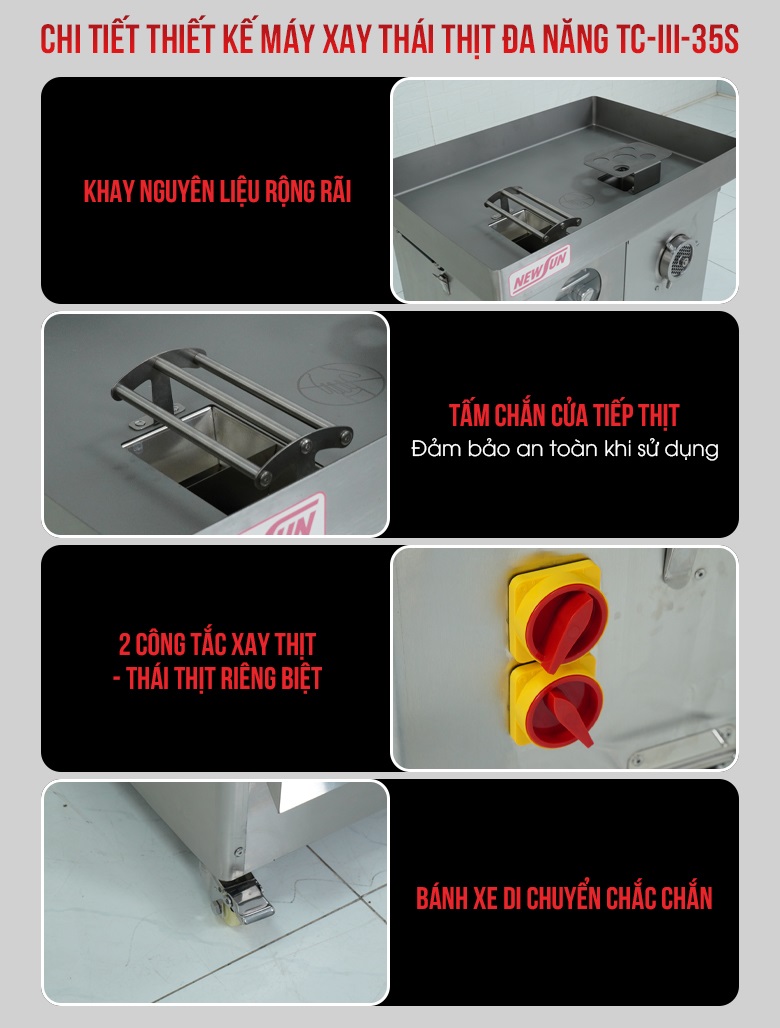 Các chi tiết thiết kế của máy xay thái thịt đa năng TC-III-35S Các chi tiết thiết kế của máy xay thái thịt đa năng TC-III-35S