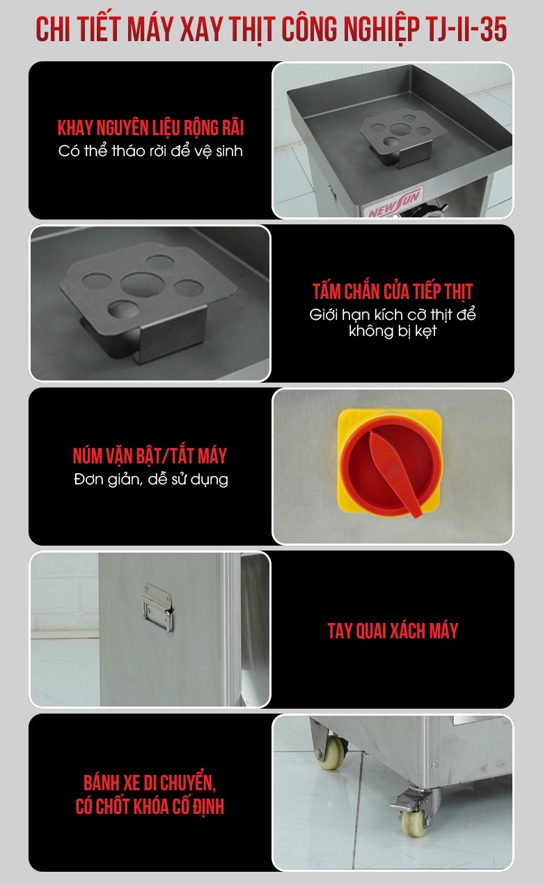 Chi tiết máy xay thịt công nghiệp TJ-II-35