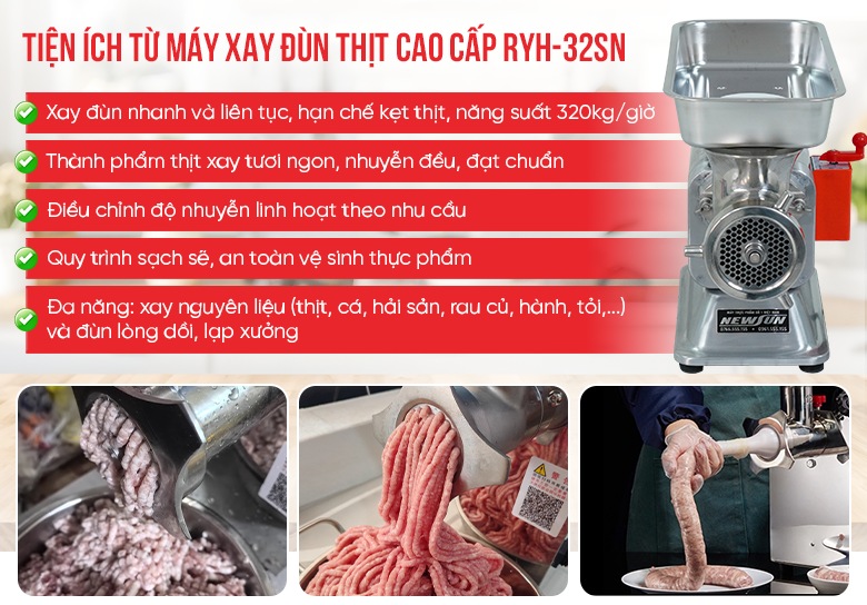 Tiện ích từ máy xay đùn thịt RYH-32SN