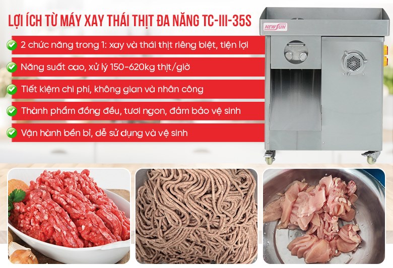 Lợi tích từ máy xay thái thịt đa năng TC-III-35S Lợi tích từ máy xay thái thịt đa năng TC-III-35S