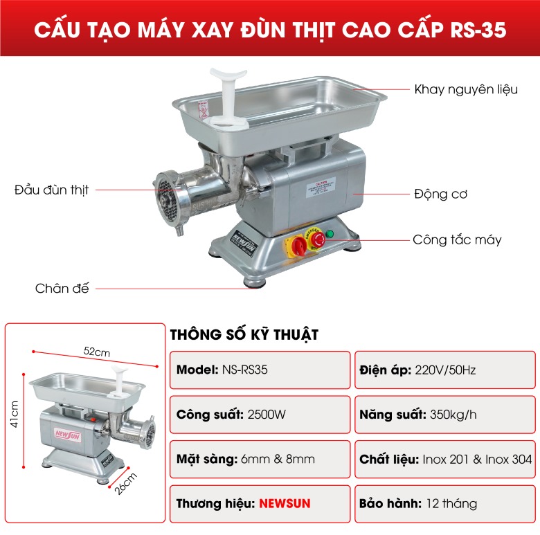 Cấu tạo máy xay đùn RS-35 Cấu tạo máy xay đùn RS-35