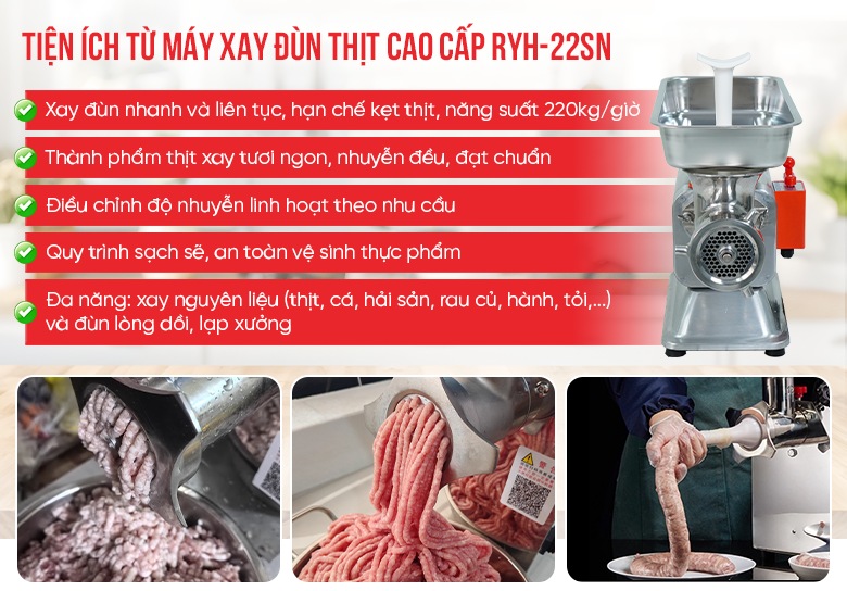 Tiện ích từ máy xay đùn thịt RYH-22SN