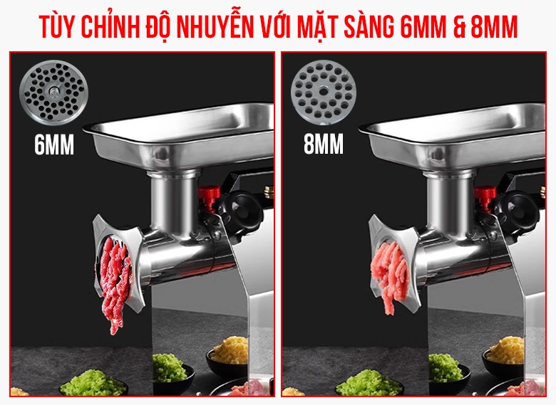 Máy xay đùn thịt RC-12S trang bị sẵn 2 mặt sàng 6mm và 8mm
