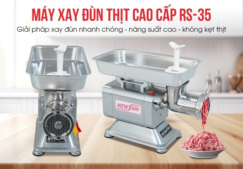 Máy xay đùn thịt RS-35 - Chuyên gia xay thịt tươi sống, thịt se lạnh năng suất 350kg/h Máy xay đùn thịt RS-35 - Chuyên gia xay thịt tươi sống, thịt se lạnh năng suất 350kg/h