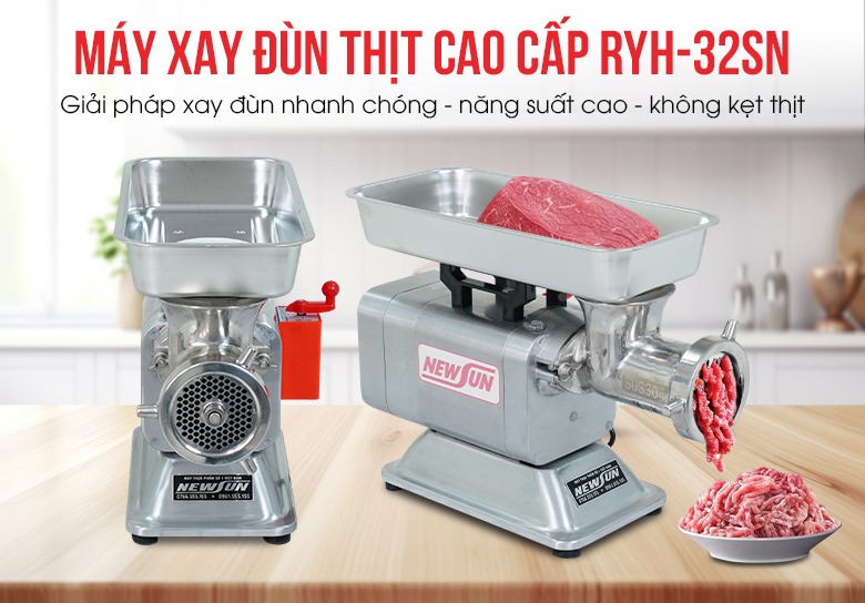 Máy xay đùn thịt RYH-32SN - Chuyên gia xay thịt tươi sống năng suất tới 350kg/h
