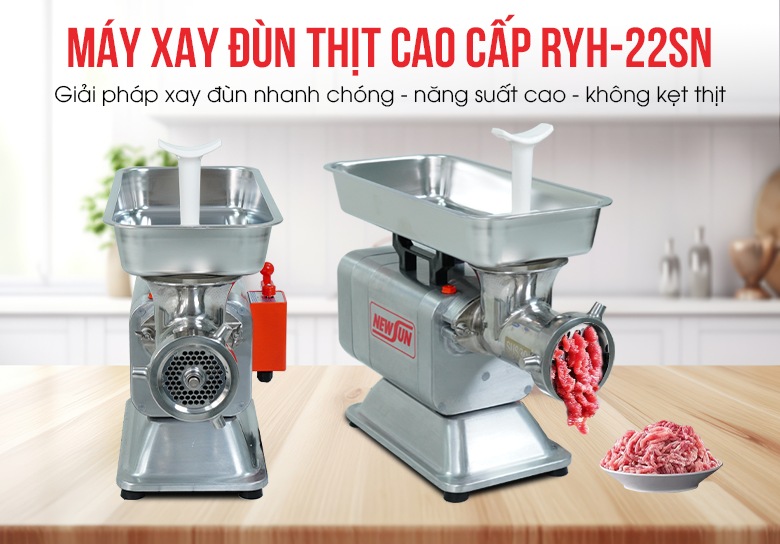 Máy xay đùn thịt RYH-22SN - Chuyên gia xay thịt tươi sống năng suất tới 220kg/h