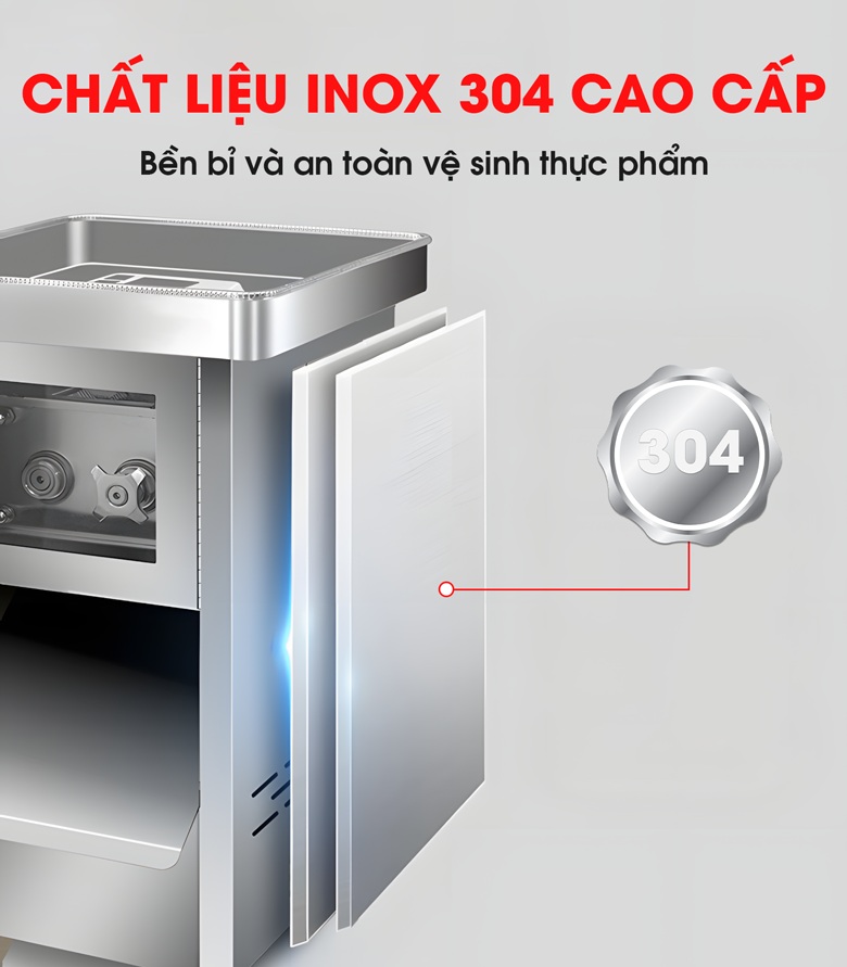 Thân vỏ inox 304 cao cấp, bền bỉ và an toàn vệ sinh Thân vỏ inox 304 cao cấp, bền bỉ và an toàn vệ sinh