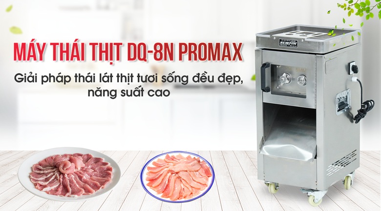 Máy thái thịt DQ-8N Promax - Chuyên gia thái thịt tươi sống năng suất 150-250kg/giờ Máy thái thịt DQ-8N Promax - Chuyên gia thái thịt tươi sống năng suất 150-250kg/giờ