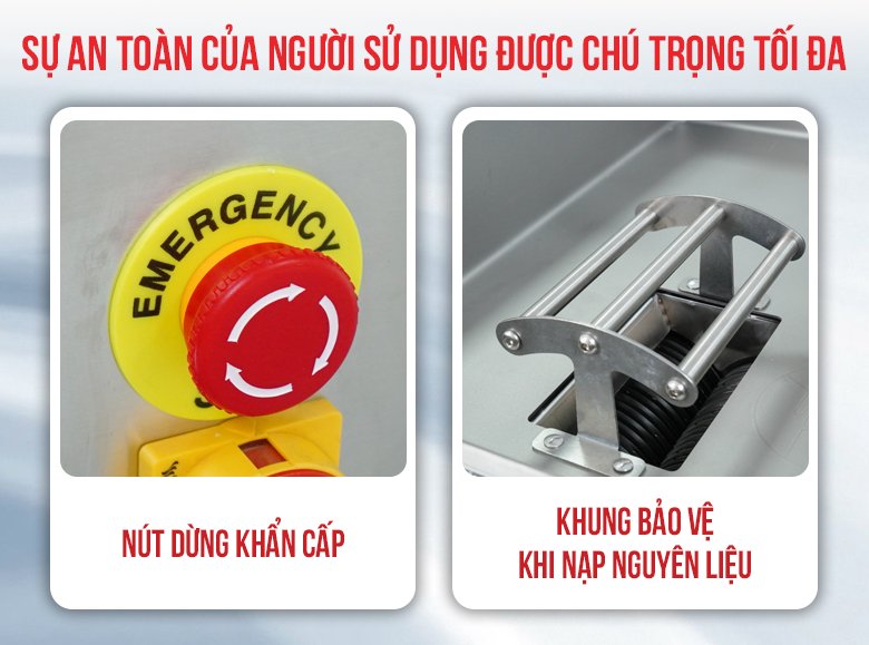 Hệ thống bảo vệ và nút dừng khẩn cấp máy thái thịt tươi sống RQ-III