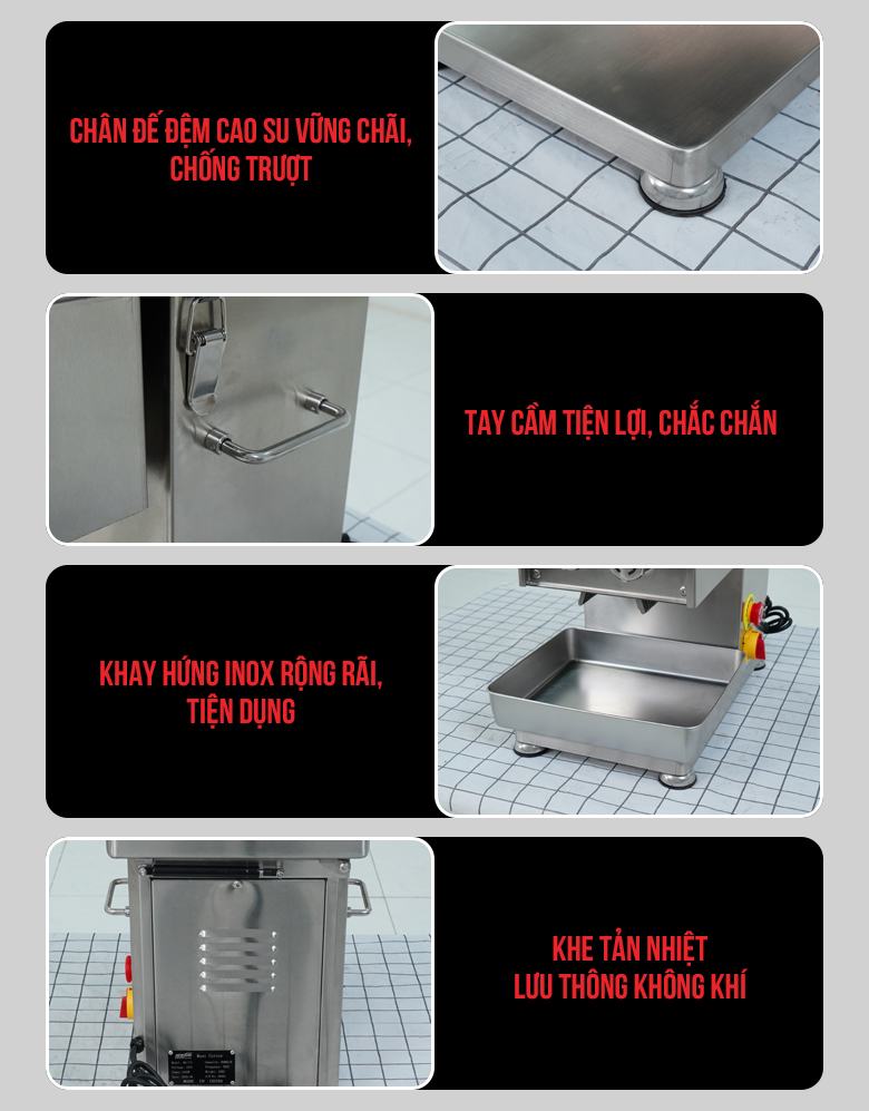 Các chi tiết cải tiến trên máy thái thịt tươi sống RQ-III