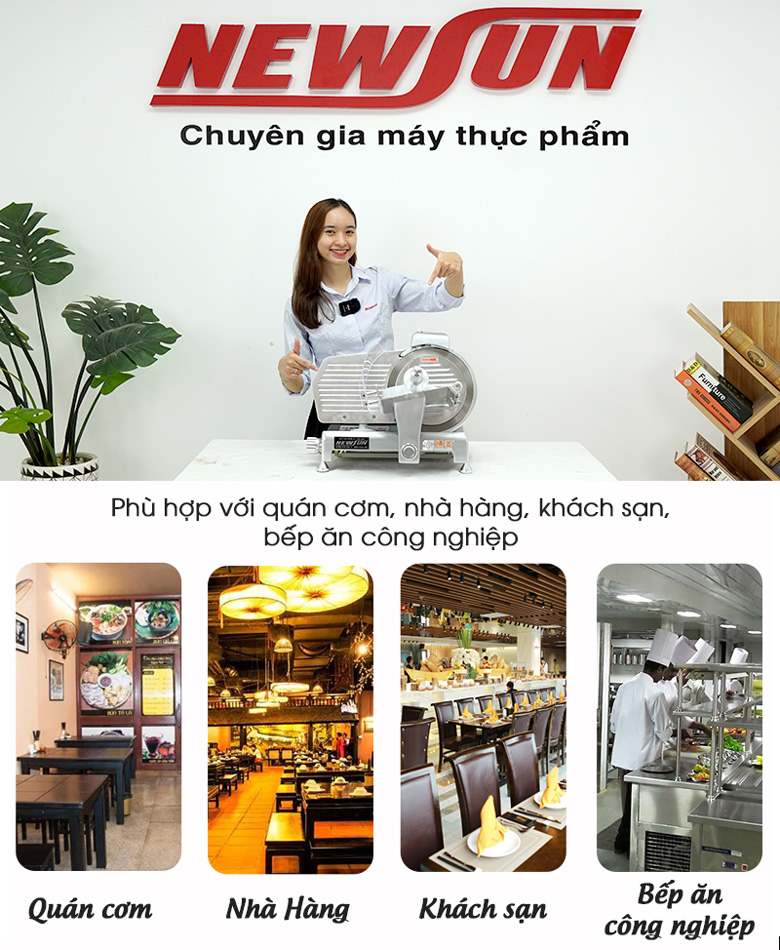 Máy thái thịt ES250N sử dụng phổ biến trong quán ăn, nhà hàng nhỏ.