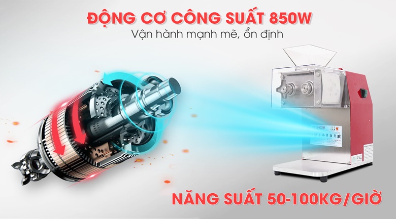 Máy thái thịt tươi sống DQ-90 Động cơ 850W mạnh mẽ của máy thái thịt tươi sống DQ90