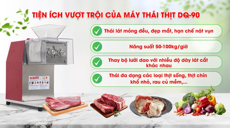 Máy thái thịt tươi sống DQ-90 Lợi ích vượt trội khi sử dụng máy thái thịt tươi sống DQ90