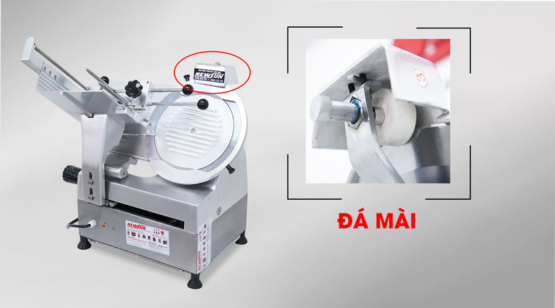 Máy thái thịt se lạnh tự động QH-300AS Thiết bị được trang bị đá mài trực tiếp ngay trên thân máy