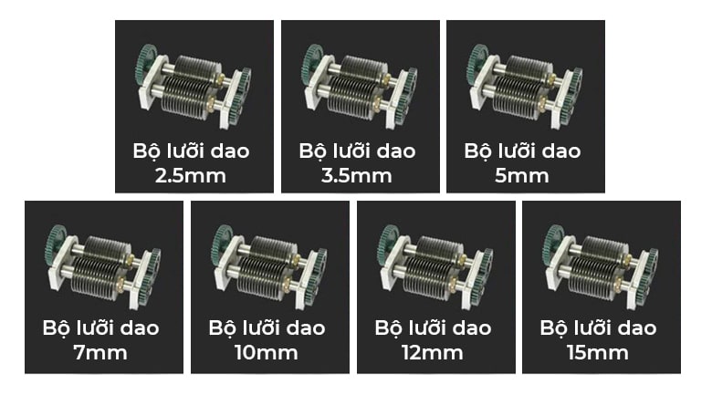 Máy thái thịt công nghiệp NS-XR-QD600 Trọn bộ 7 kích thước lưỡi dao từ 2.5mm đến 15mm máy thái thịt