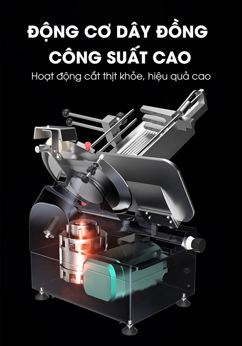 Máy thái thịt se lạnh tự động QH-300AS Động cơ hoạt động bền bỉ, khỏe