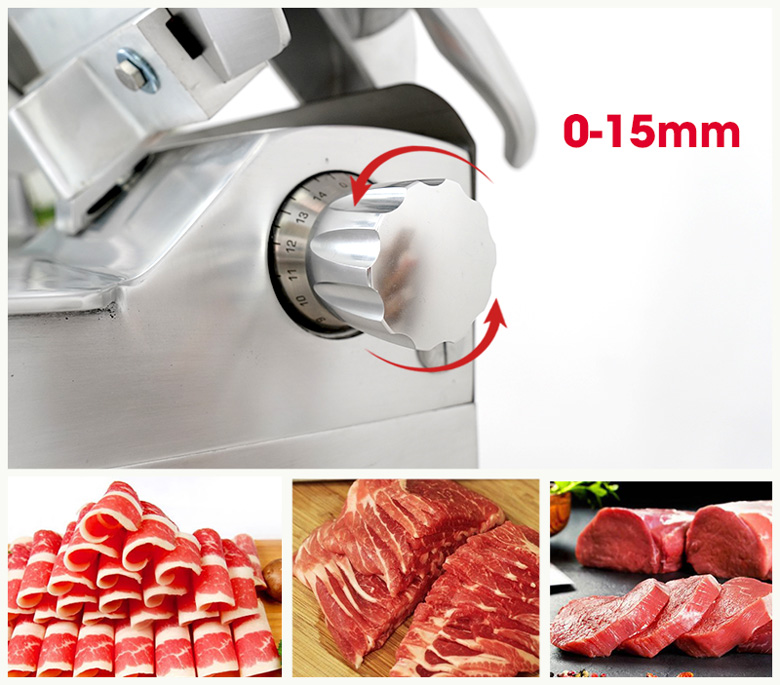 Máy thái thịt se lạnh SL300BN bản cao cấp Thiết bị dễ dàng điều chỉnh linh hoạt độ dày lát cắt từ 0-15mm