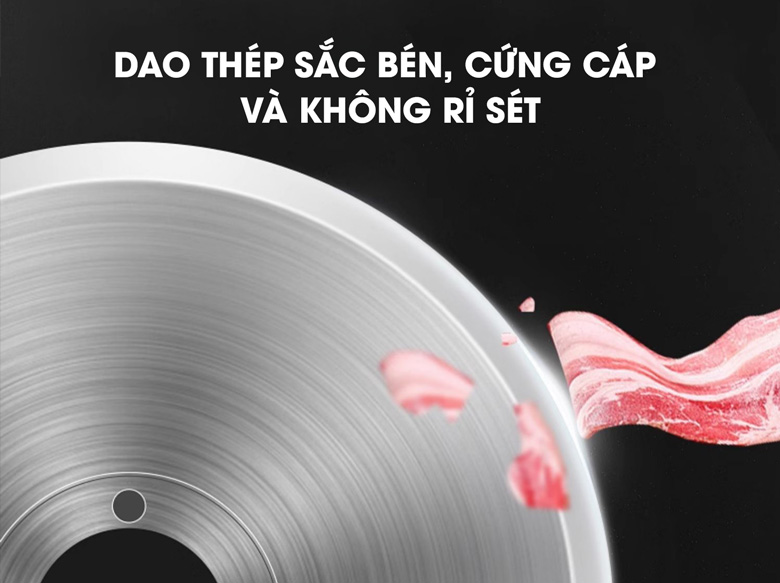 Máy thái thịt se lạnh tự động QH-300AS Lưỡi dao thép sắc bén, được nhập khẩu từ Đức