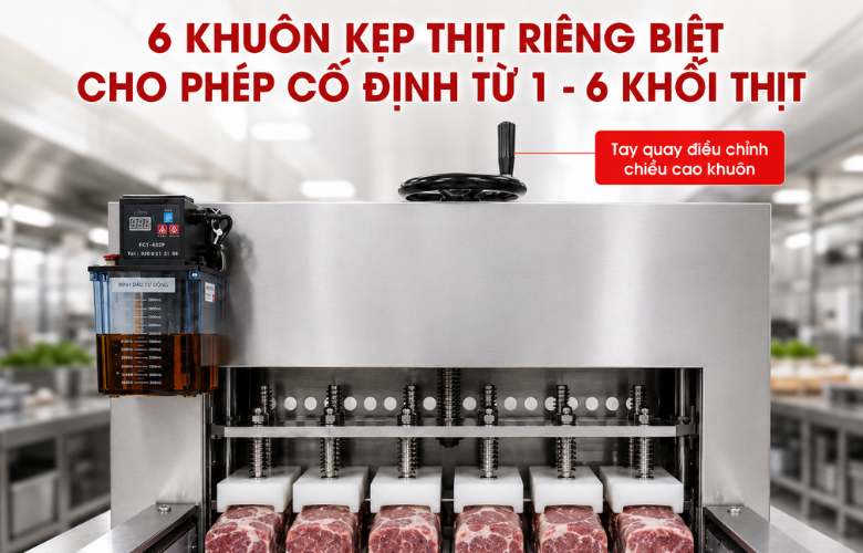 6 đầu ép thịt độc lập, giữ thịt chắc khi cắt