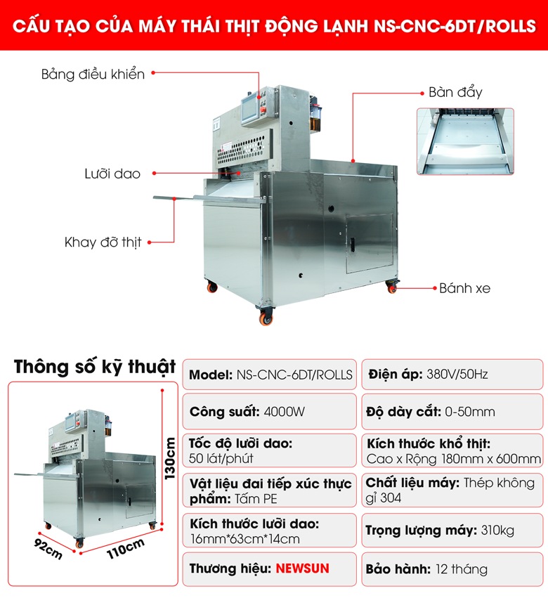 Cấu tạo của máy thịt đông lạnh cao cấp CNC-6DT/ROLLS