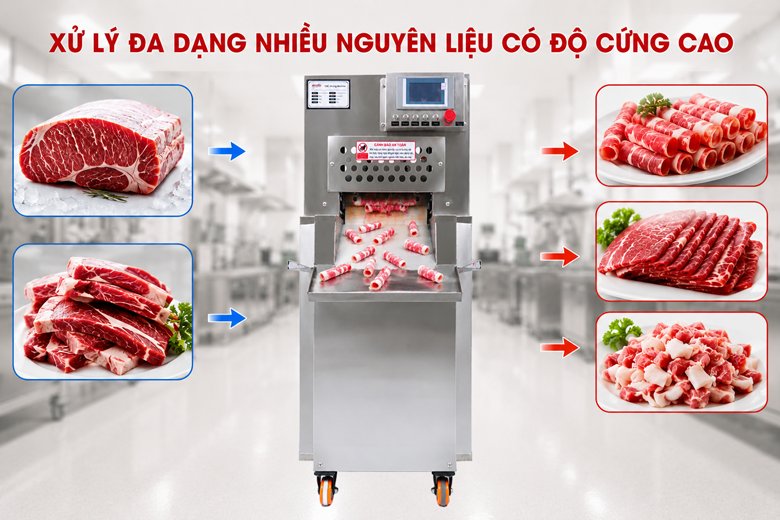 Máy cắt thịt đông lạnh cao cấp CNC-2DT/ROLLS Lưỡi dao cắt ngọt xử lý nhiều nguyên liệu