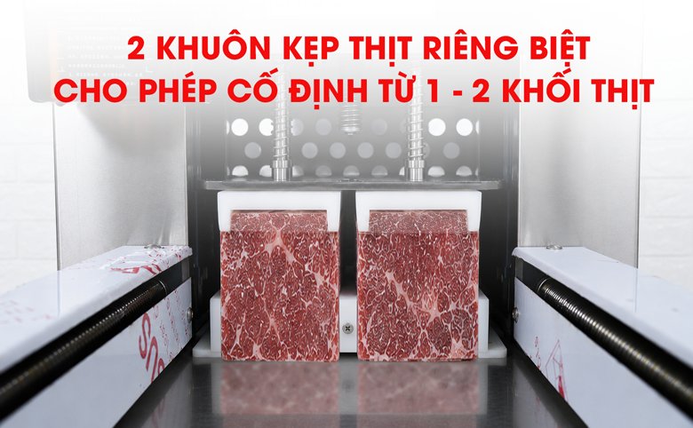 Máy cắt thịt đông lạnh cao cấp CNC-2DT/ROLLS 2 khuôn kẹp thịt riêng biệt, tăng gấp đôi khả năng xử lý nguyên liệu